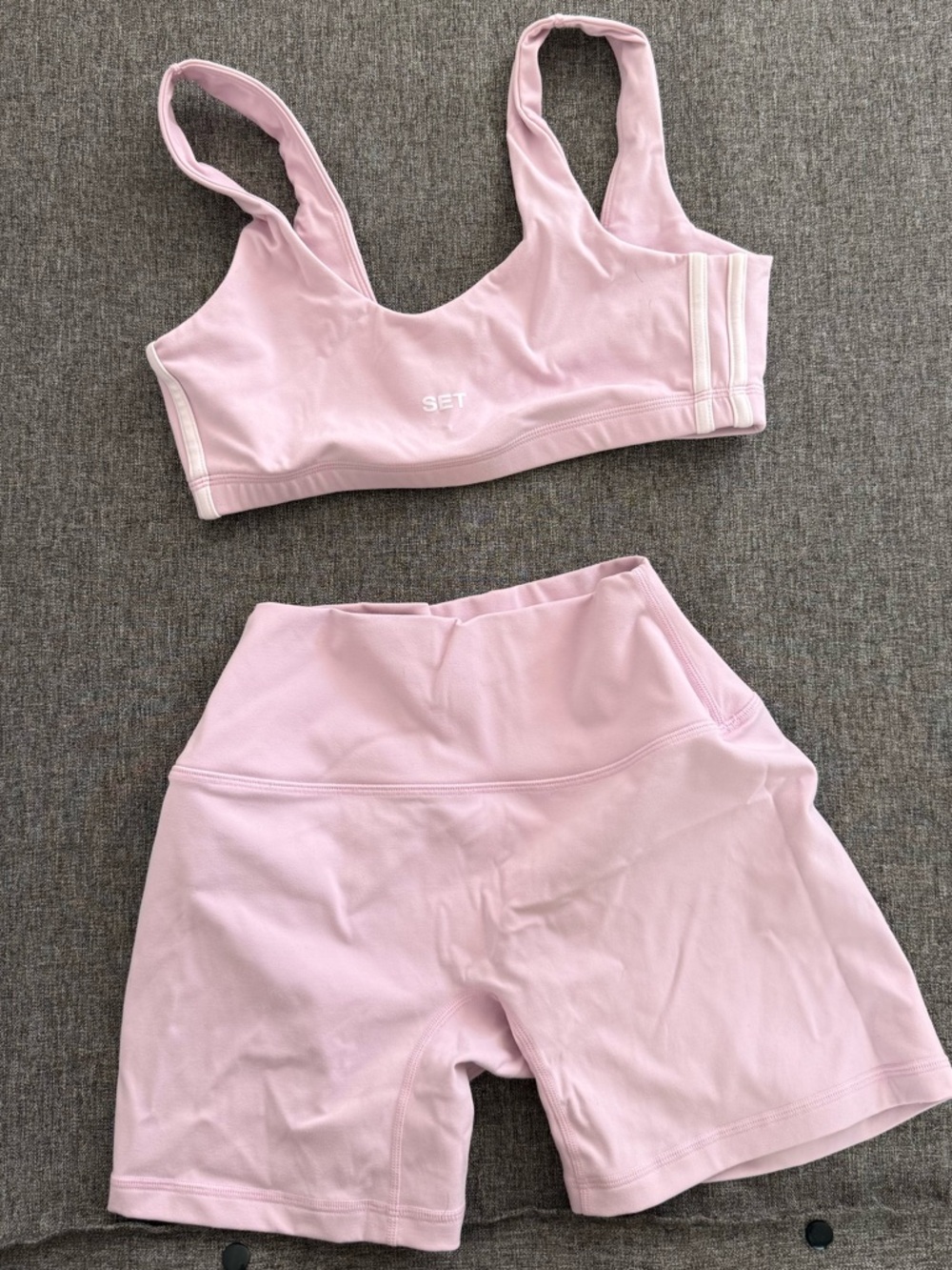 SET Active Pink Sports Bra and High-Waist Bike Shorts